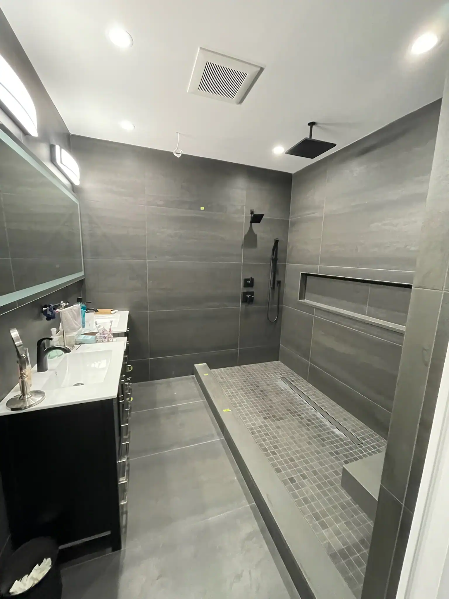 Modern Gray Bathroom Shower Nassau County New York
